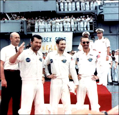 Apollo 7 crew onboard USS Essex