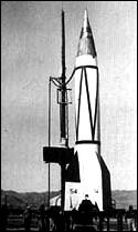 a captured (German V-2 is readied for firing at White Sands, New Mexico