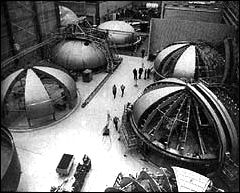 Gores are being applied to bulkheads at North American's Seal Beach facility