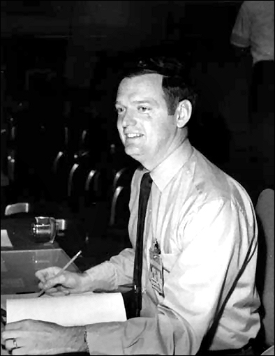 Glynn S. Lunney at console during the Apollo 16 mission. Lunney later served as the project director for the Apollo/Soyuz Test Project. 